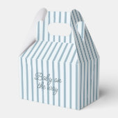 Blauw Baby shower gestript Bedankdoosjes (Voorkant Zijde)