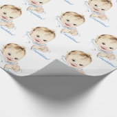 blauw Baby shower inpakpapier (Hoek)