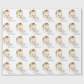 blauw Baby shower inpakpapier (Vlak)