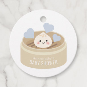 Blauw Baby shower met duplusje bedankt Bedankjes Labels