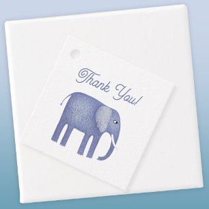 Blauw Baby shower met olifant Bedankjes Labels