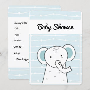 Blauw Baby shower met olifant Kaart