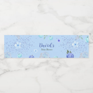 Blauw Baby shower met pompoen Waterfles Etiket