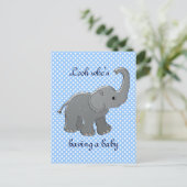 blauw baby shower olifant aankondigingskaart (Staand voorkant)