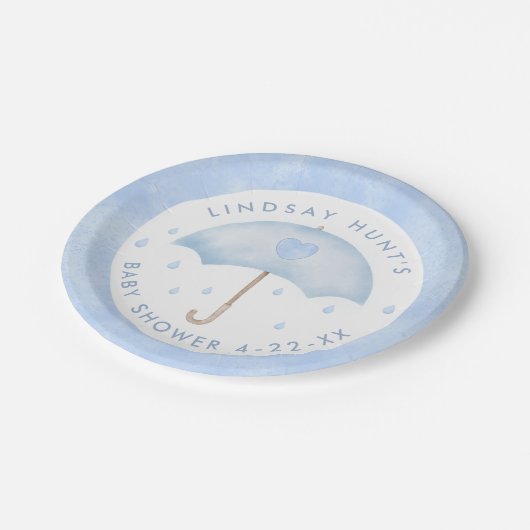 Blauw Baby shower Papieren Bordje (Gekanteld)