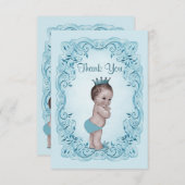 Blauw  Baby shower Prins Dank u Bedankkaart (Voorkant / Achterkant)