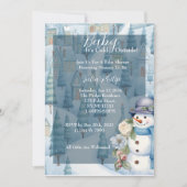 Blauw Baby shower uitnodiging. Winterthema Kaart (Voorkant)