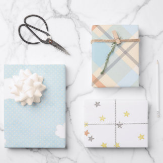blauw Baby shower van Wolken Mengen en Gelijke Inpakpapier Vel