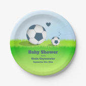 Blauw Baby shower Voetbal | Bord papier (Voorkant)