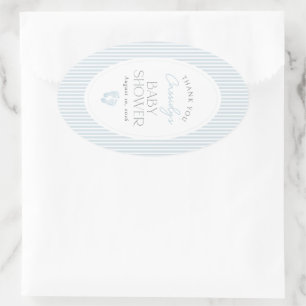 Blauw Baby Voetafdrukken Jongens Baby Shower Ovale Sticker