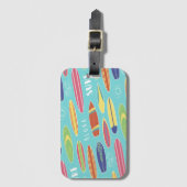 Blauw Bagagelabel op surfbord (Voorkant (verticaal))