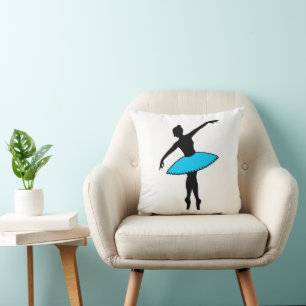 Blauw Ballerina Silhouet Danser En Pointe Dansen Kussen