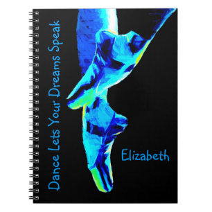 Blauw ballet pointe schoenen gepersonaliseerd notitieboek