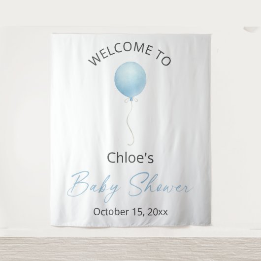 Blauw ballonBaby shower Wandkleed (Voorkant)
