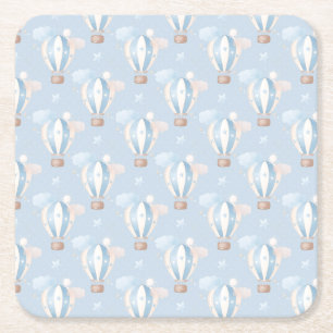 Blauw ballonpatroon vierkante kartonnen onderzetter