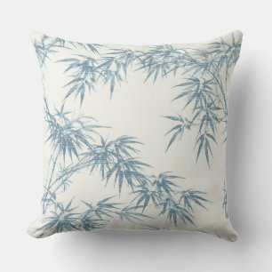 blauw bamboepatroon kussen