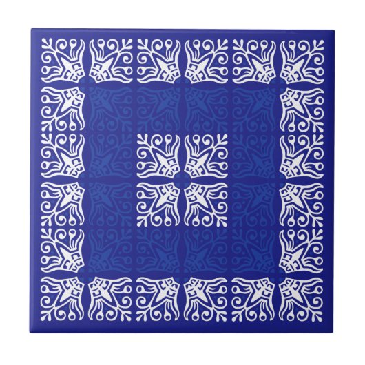 Blauw Bandana-ontwerp Tegeltje (Voorkant)