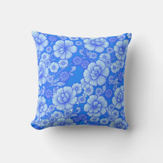 Blauw Barok Bloemmotief Kussen