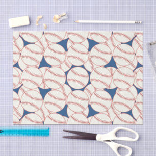 Blauw Baseball Patroonpapier Tissuepapier