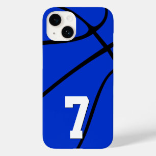 Blauw Basketbal Aangepaste Speler Nummer Sport Case-Mate iPhone 14 Hoesje