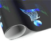 Blauw Basketbal Gift Wrap Cadeaupapier (Rol Hoek)
