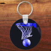 Blauw Basketbal Kunstwerk Sleutelhanger (Voorkant)