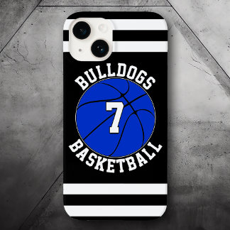 Blauw Basketbal Team Naam Speler Nummer Aangepast Case-Mate iPhone 14 Hoesje