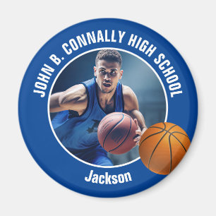 Blauw Basketbalspeler Foto Aandenken Cadeau Magneet