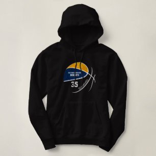 blauw basketbalteam gepersonaliseerd zwart hoodie