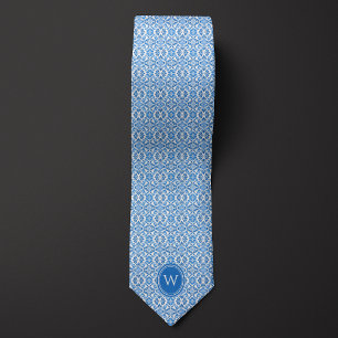 Blauw Batik Botanisch Bloemendessoraat Stropdas