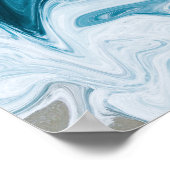 Blauw Beach Waves Abstract ontwerp Poster (Hoek)