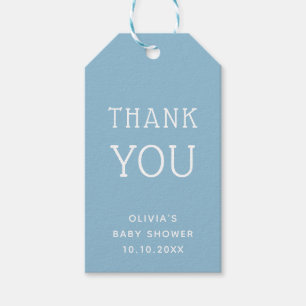 Blauw Bedankt Baby Shower Minimalistisch Maritie Cadeaulabel
