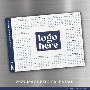 Blauw bedrijfslogo 2027 magnetische kalender