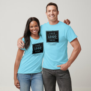 Blauw bedrijfslogo bedrijf naam promo t-shirt