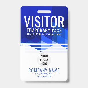 Blauw bedrijfslogo bezoekerpas ID Badge