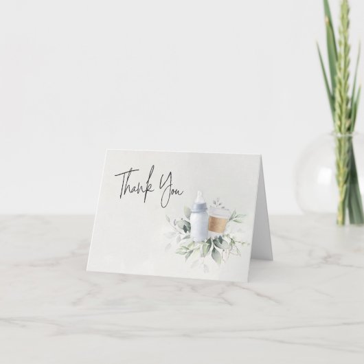 Blauw beeld & nieuwe baby is ingeschakeld Hartelij Bedankkaart (Voorkant)