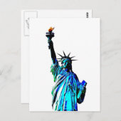 Blauw beeld van Lady Liberty Briefkaart (Voorkant / Achterkant)