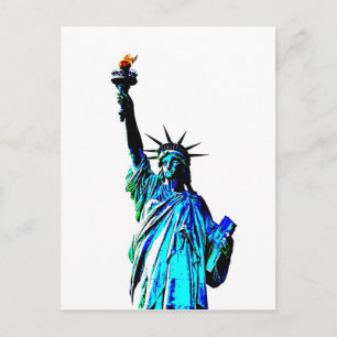 Blauw beeld van Lady Liberty Briefkaart