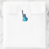 Blauw beeld van Lady Liberty Ronde Sticker (Tas)
