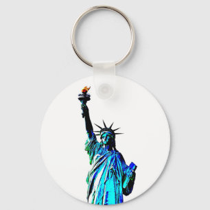 Blauw beeld van Lady Liberty Sleutelhanger