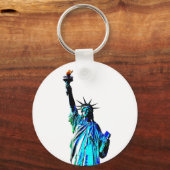Blauw beeld van Lady Liberty Sleutelhanger (Voorkant)