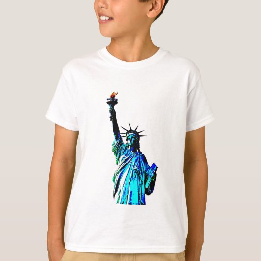 Blauw beeld van Lady Liberty T-shirt (Voorkant)