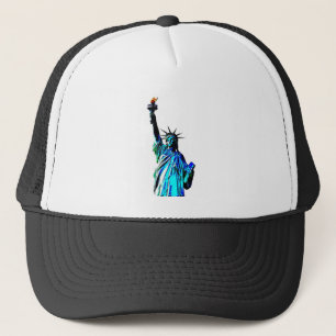 Blauw beeld van Lady Liberty Trucker Pet