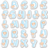 Blauw Beer Alfabet Set Sticker (Voorkant)