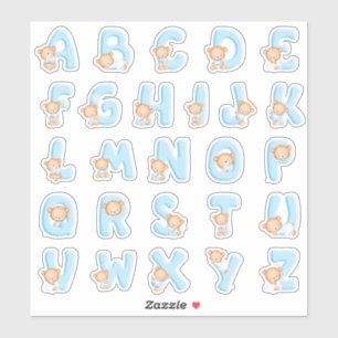 Blauw Beer Alfabet Set Sticker