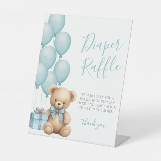 Blauw Beer Baby shower Luierkrabbel Reclamebord Met Voetstuk (Voorkant)