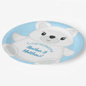 Blauw Beer Baby shower Papieren Bordje (Gekanteld)