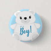 Blauw Beer Baby shower Ronde Button 3,2 Cm (Voorkant)