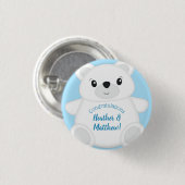 Blauw Beer Baby shower Ronde Button 3,2 Cm (Voorkant /achterkant)