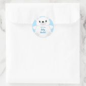 Blauw Beer Baby shower Ronde Sticker (Tas)
